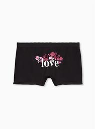 Black Love Floral Seamless Boyshort Panty