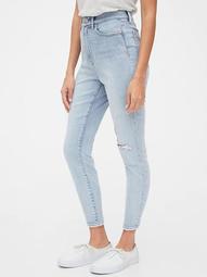 Sky High Destructed Curvy True Skinny Ankle Jeans with Secret Smoothing Pockets