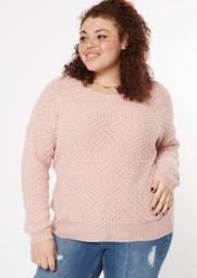 Plus Pink Popcorn Knit Slouchy Sweater