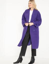 Long Double-breasted Belted Coat