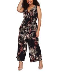 Trendy Plus Size Tropical-Print Culotte Jumpsuit