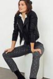 Pilcro Ultra High-Rise Beaded Straight Jeans