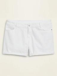 High-Waisted Secret-Slim Pockets Plus-Size White Jean Shorts -- 5-inch inseam