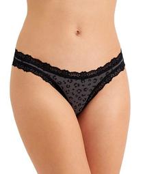 Women's Lace-Trim Leopard-Print Thong, Created for Macy's