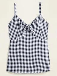 Gingham Tie-Front Plus-Size Cami