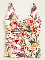 Floral Twist-Front Underwire Plus-Size Tankini Swim Top