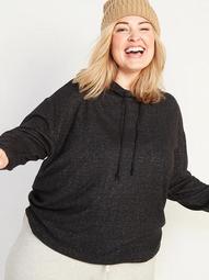 Soft-Brushed Jersey Plus-Size Pullover Lounge Hoodie