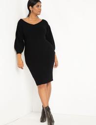 Wide Neck Ribbed Sweater Dress