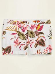 Mid-Rise Printed Linen-Blend Everyday Plus-Size Shorts -- 5-inch inseam