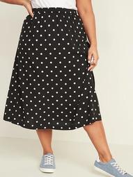 Patterned Plus-Size Midi Skirt