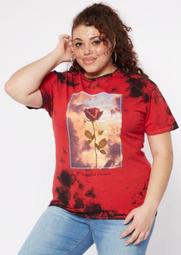 Plus Red Tie Dye Rose Graphic Tee