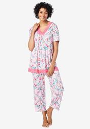 Lace-Trim Short Sleeve Pajamas