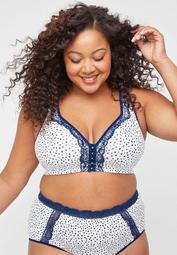 Cotton Comfort Front-Close No-Wire Bra With Lace