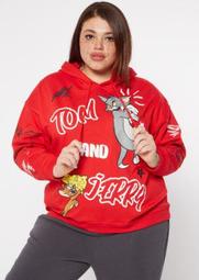 Plus Red Tom And Jerry Graffiti Hoodie