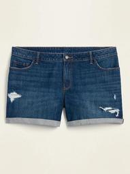 High-Waisted Secret-Slim Pockets Distressed Plus-Size Jean Shorts -- 5-inch inseam