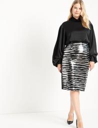 Zebra Sequin Pencil Skirt