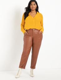 Faux Leather Trouser with Yoke