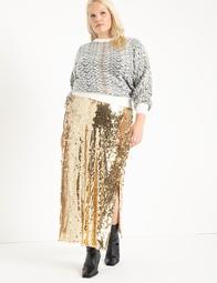 Sequin Maxi Skirt with Side Slit