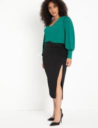 Ruched Skirt with Slit