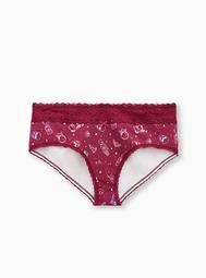 Berry Pink In The Cards Wide Lace Cotton Cheeky Panty