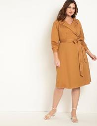 Wide Neck Trench Style Wrap Dress