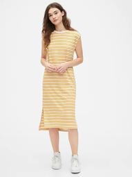 Striped Short Sleeve Midi T-Shirt Dress