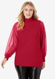 Blouson Sleeve Mockneck Sweater