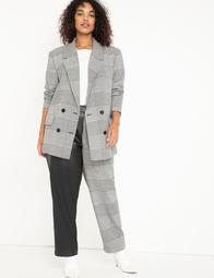 Blocked Faux Leather and Plaid Pant