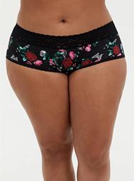 Black Floral Second Skin Wide Lace Hipster Panty