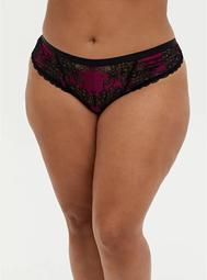 Berry Pink Microfiber & Lace Thong Panty