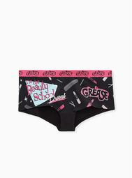 Grease Pink Ladies Black Cotton Boyshort Panty