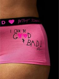 Betsy Johnson Logo Pink Good & Bad Cotton Boyshort Panty