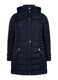 **DP Curve Navy Long Padded Hooded Coat