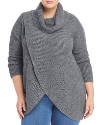Plus Size Cross Front Cowl Neck Sweater