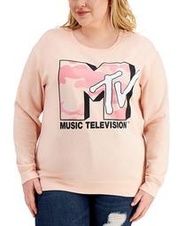 Trendy Plus Size Camouflage MTV Sweatshirt