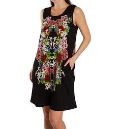 La Cera Cotton Knit Abstract Floral Print Dress 2525