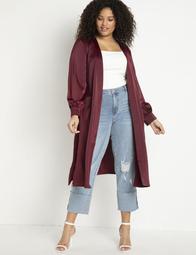 Satin Duster with Puff Sleeves