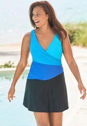 Colorblock Fit-And-Flare Swim Dress
