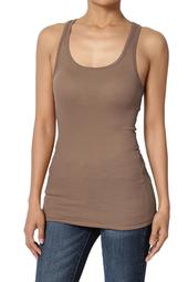 TheMogan Women's S~3XL Stretchy Ribbed Knit Fitted Racerback Tank Top Cotton Spandex