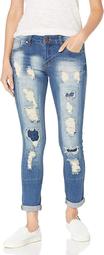 Cover Girl High Waisted Cute Ripped Patched Repair Blue Skinny Juniors, Light, 13