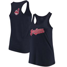 Cleveland Indians Soft as a Grape Women's Plus Size Swing for the Fences Racerback Tank Top - Navy