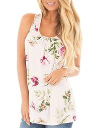 Summer Sleeveless Bohemian Floral Tank Top for Women Casual Loose U Neck Top Blouse Ladies Beach Vest Plus Size
