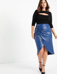 Faux Leather Skirt with Twist Detail