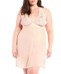 Plus Size Chloe Halter Babydoll Chemise Nightgown, Online Only