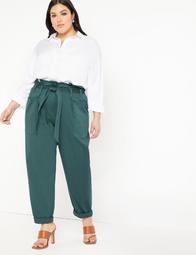 Cinched Waist Pant with Roll Cuff