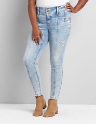 High-Rise 3-Button Jegging - Light Wash 