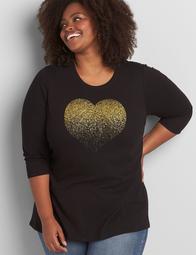 Ombre Glitter Heart Graphic Tee
