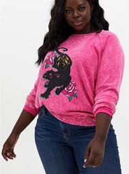 Black Panther Fuchsia Pink Tie-Dye Fleece Sweatshirt