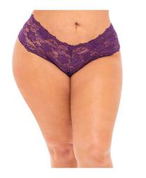 Plus Size Lace Crotchless Cheeky Underwear with Back Detail