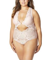 Plus Size Stephanie Lace Lingerie Teddy with Front Closure